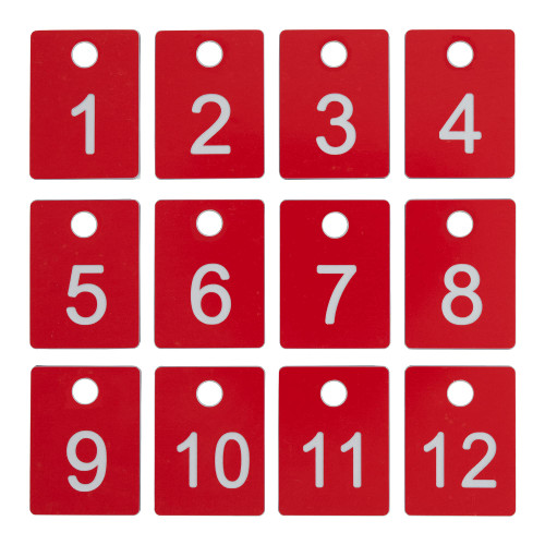 StayMax ABS Plastic Numbered Tags Rectangle Key Tags ID Tags Number Disc with Hole (1-50, Red)