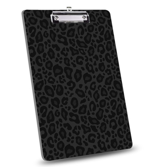 FVBAO Leopard Clipboard,Fashion Luxury Design Clipboard for Nurses,Students,Classroom,Office,A4 Letter Size 9" x 12.5" with Low Profile Metal Clip,Cool Black Leopard