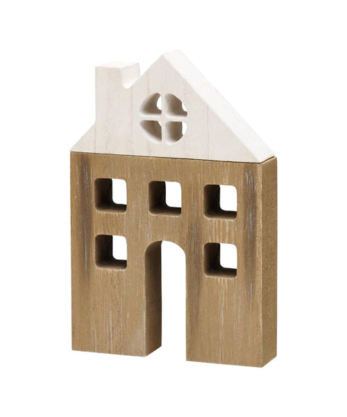 Collins Painting Rustic Wood House Cutout - Wooden Tabletop Decor - Weathered Wood Minimal House Shelf Sitter Block for Everyday or Holiday Decor