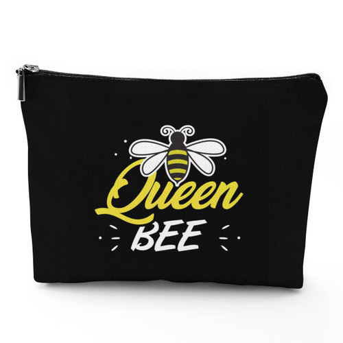 IENDY Queen Bee Themed Gifts For Women Bumble Bee Makeup Bag Honey Bee Lovers Gifts, Beeyoutiful Honeybee Crown Cosmetic Pouch Case For Kind Beekeeper Happy Gardener(Queen Bee)