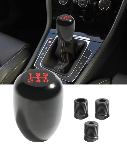 ESEWALAS Gear Shift Knob,5 Speed Manual Gearbox Shift Knob,Car Modification Manual Knob Gear Shift Head Shifter,M12x1.25 Screw On Aluminum,Manual Gear Shift Knobs Replacement Fit(Black)