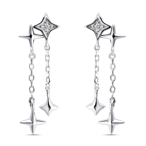 LAXPICOL 925 Sterling Silver Star Dangle Earrings For Women Girls Clear Cubic Zirconia Star Drop Tassel Earrings LAXPICOL 925 Sterling Silver Star Dangle Earrings For Women Girls Clear Cubic Zirconia Star Drop Tassel Earrings