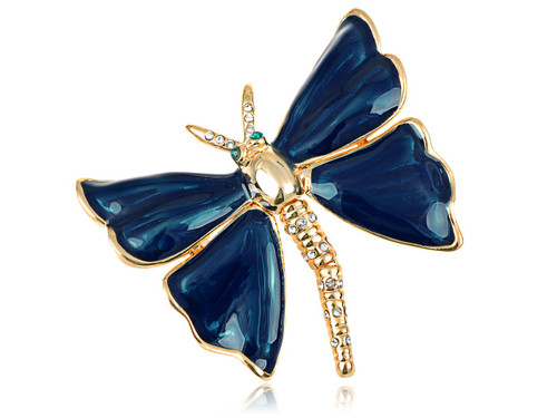Alilang Golden Tone Clear Crystal Rhinestones Blue Enamel Butterfly Brooch Pin Alilang Golden Tone Clear Crystal Rhinestones Blue Enamel Butterfly Brooch Pin