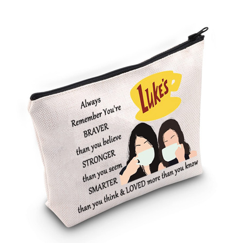 WZMPA Luke's Diner Cosmetic Bag Coffee Inspired Gift You Are Braver Stronger Smarter Than You Think Luke's Diner Makeup Zipper Pouch Bag For Women Girls (Always Gil) WZMPA Luke's Diner Cosmetic Bag Coffee Inspired Gift You Are Braver Stronger Smarter Than You Think Luke's Diner Makeup Zipper Pouch Bag For Women Girls (Always Gil)