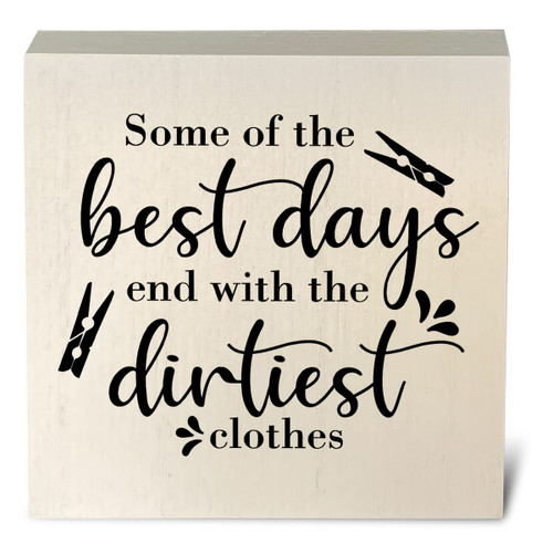 Laundry Artwork Wood Box Sign Rustic Farmhouse Style Some of the Best Days Wood Block Plaque 5 X 5 Inches Home Laundry Room Desk Sign Decor for Presents