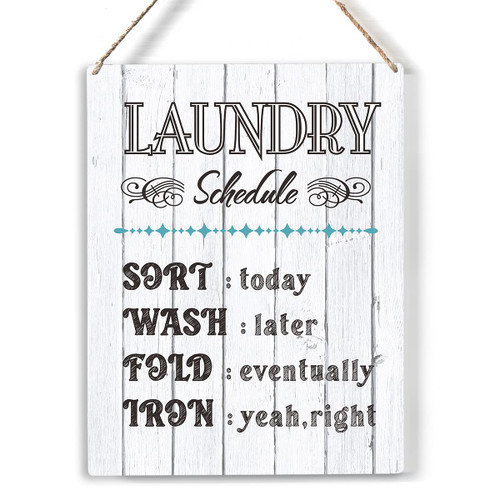 Rustic Laundry Schedule Wood Sign the Laundry Rules Wooden Signs Rustic Hanging Plaque Home Wall Art "8 x 10", Perfect Sign Wall Decor for Bathroom Laundry Room