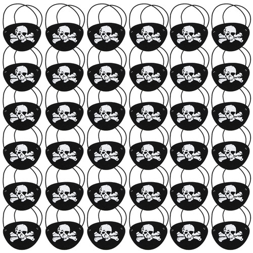 36 Pieces Halloween Pirate Eye Patches Kids Black Felt Captain Patches Cosplay Props Pirate One Eye Patches Adult Skull Eye Patches for Halloween Pirate Theme Party Children Party Favors, Age 6 +