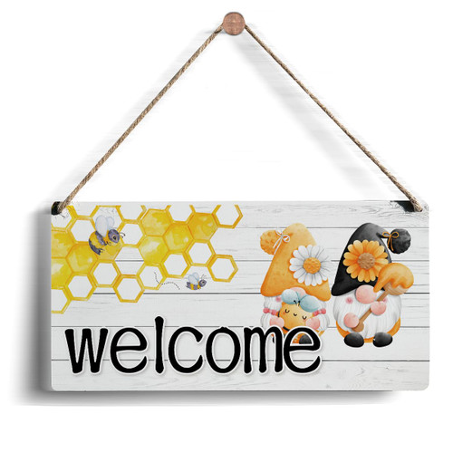 IAXIC Welcome Sign for Front Door Bee Decor Gnome Home Decor Farmhouse Wall Hanging Decor for Family Porch Entryway Hallway Bedroom Kitchen Office Rustic Wood Sign IAXIC Welcome Sign for Front Door Bee Decor Gnome Home Decor Farmhouse Wall Hanging Decor for Family Porch Entryway Hallway Bedroom Kitchen Office Rustic Wood Sign