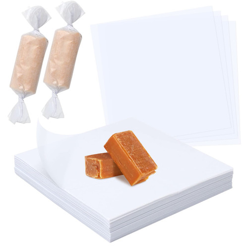 wexpw 1000 Pieces Wax Candy Wrappers Twisting Wax Paper Square Sheets 4.8x4.8inch Wax Paper Candy Wrappers Twisting Wax Paper Caramel Candy Taffy Treats Lollipop Wrappers Paper