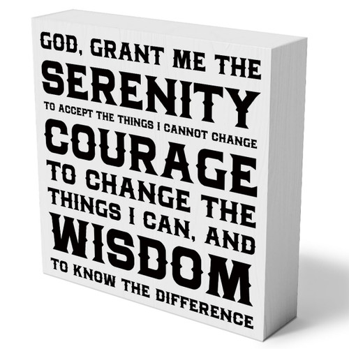 Serenity Prayer Wooden Box Sign Home Wall Decor 5 X 5 Inch Rustic God Grant Me the Serenity Wood Box Sign