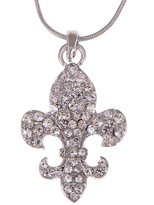 Alilang Iced Clear Crystal Rhinestone Fleur De Lis Fashionable Item Pendant Necklace Alilang Iced Clear Crystal Rhinestone Fleur De Lis Fashionable Item Pendant Necklace