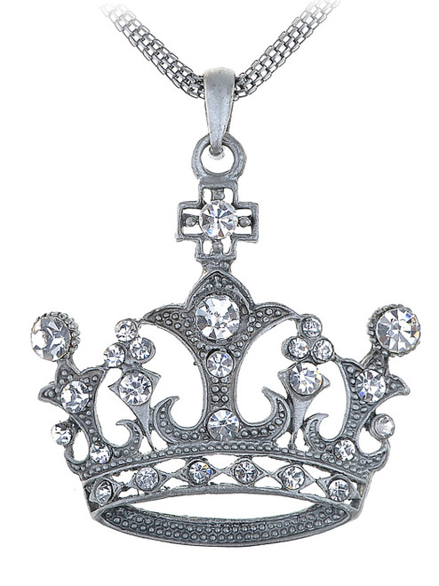 Alilang Silvery Tone Clear Crystal Rhinestone Queen Crown Princess Pendant Necklace Alilang Silvery Tone Clear Crystal Rhinestone Queen Crown Princess Pendant Necklace