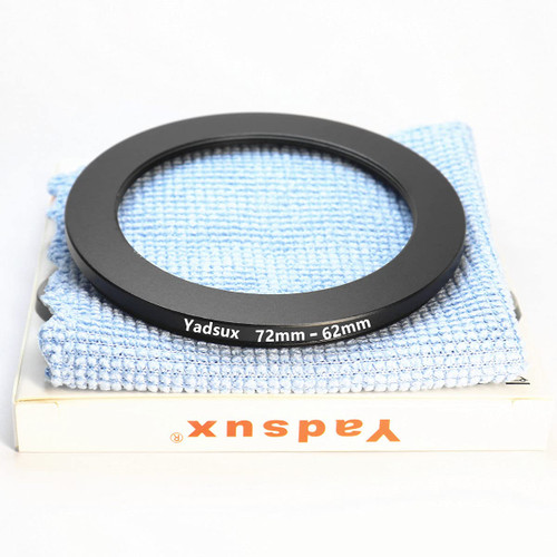 72mm to 62mm Step Down Lens Adapter Ring for Camera Lenses Filters,Metal Filters Step Down Ring Adapter,The Connection 72MM Lens to 62MM Filter Lens Accessory,Cleaning Cloth with Lens(72mm-62mm)