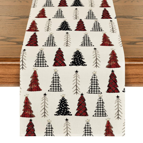 Artoid Mode Xmas Tree Christmas Table Runner, Seasonal Winter Kitchen Dining Table Decoration for Home Party Decor 13x72 Inch Artoid Mode Xmas Tree Christmas Table Runner, Seasonal Winter Kitchen Dining Table Decoration for Home Party Decor 13x72 Inch