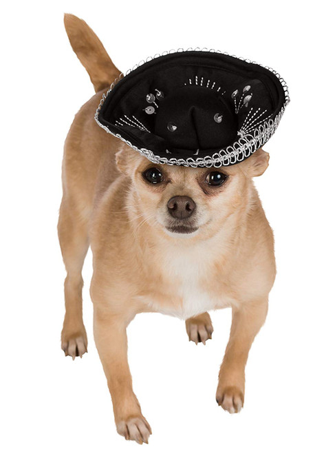 Rubie's Pet Sombrero, Small to Medium, Black and Silver