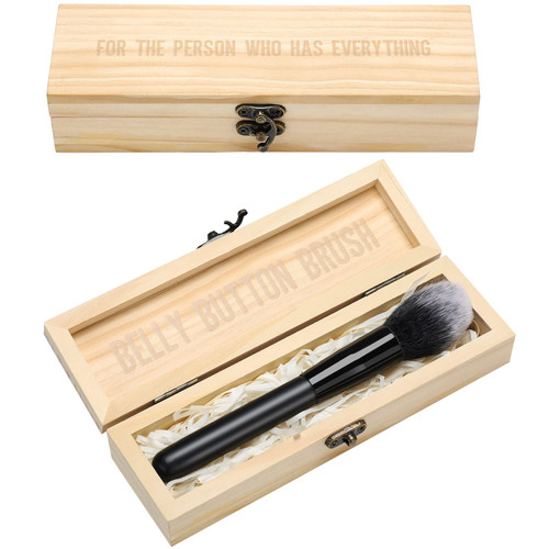 Sasylvia Belly Button Lint Brush Gag Gift Include Belly Button Brush for The Person Who Has Everything Belly Button Cleaning Brush, Keepsake Wood Storage Box, Novelty Lough Gifts for Men Father's Day