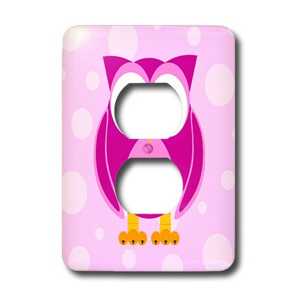 3dRose LSP_6313_6 Cute Owl On Light Pink Background 2 Plug Outlet Cover, Multicolored