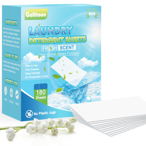 Laundry Detergent Sheets 180 Sheets, Eco-Friendly Laundry Sheets, Compact Hypoallergenic Liquidless Laundry Soap Sheets for Home, Dorm, Travel, Suitable for Washing Machine, Hand Wash (Fresh Scent) Laundry Detergent Sheets 180 Sheets, Eco-Friendly Laundry Sheets, Compact Hypoallergenic Liquidless Laundry Soap Sheets for Home, Dorm, Travel, Suitable for Washing Machine, Hand Wash (Fresh Scent)