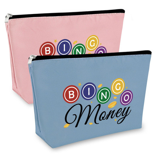 Bingo Gift Makeup Bag Casino Bingo Lover Gift Bingo Player Gift for Women Gifts for Casino Lovers Cosmetic Bag Casino Gambling Gifts Retirement Christmas Birthday Gift 2PCS Travel Cosmetic Pouch