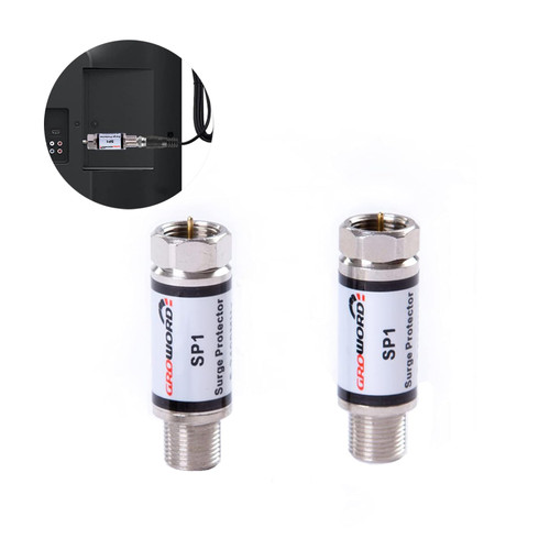 groword 2 Pcs Coaxial Surge Lightning Protector/Surge Suppressor -for Protector Satellite in-Line, Cable Box, Distribution Amplifier - 75 ohm 5-2400Mhz Home Cable TV Lightning Arrestor