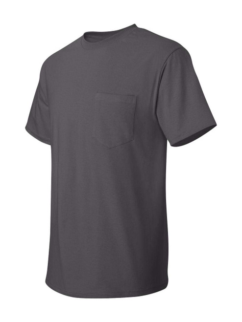 Hanes Tagless Men`s Pocket T-Shirt Smoke Gray