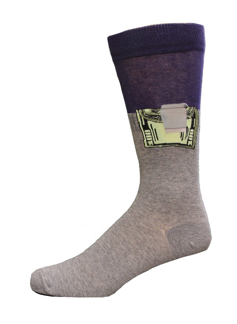 K. Bell Socks Men's Fun Pop Culture Novelty Crew Socks, Charcoal, Large