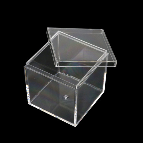 Tighall 8PCS Clear Acrylic Square Cube Organizer Stackable Acrylic Boxes for Display Box with Lid Mini Containers for Candy,Jewelry,Nails,Beads,Clips