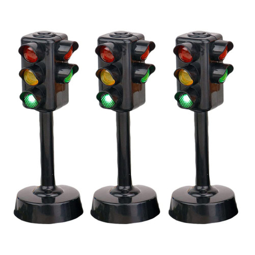 STOBOK Traffic Lights, 3pcs 4.5x4.5x11cm Traffic Signals Lamp Toy DIY Traffic Signs Model Toys Kids Traffic Light Toy for Kids Party Favors, Traffic Signs Props