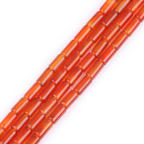 JOE FOREMAN 4x8mm Red Stripe Agate Semi Precious Gemstone Column Loose Beads for Jewelry Making DIY Handmade Craft Supplies 15"