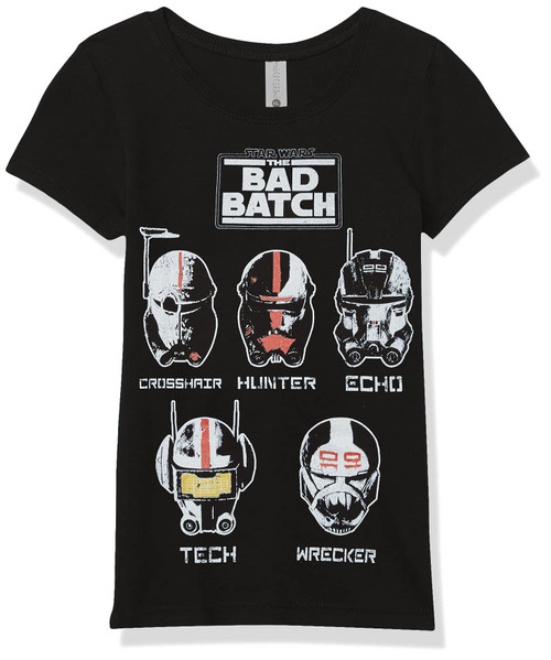 Star Wars Bad Heroic Batch Girl's Solid Crew Tee, Black, Large