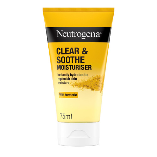 Neutrogena Clear and Soothe Moisturizer with Turmeric, Hydrates Skin, Oil Free, 2.5 Ounce (Pack of 3)