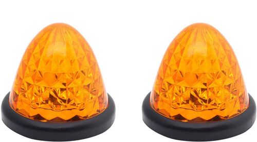 3.5" Inch 16 LED Round Beehive Cone Trailer Led Side Marker Clearance Lights Amber 16 Diodes Submersible 12V Rear Tracking Lights Replacement for Peterbilt Trucks ATV Motorcycle (Amber, 2 Piece)