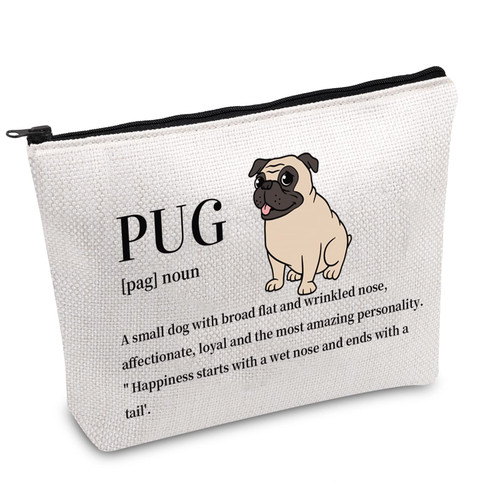 PWHAOO Funny Pug Dog Cosmetic Bag Pug Owner Zipper Pouch Bag Gift For Pug Dog Lover Pug Dog Mama Cosmetic Bag (PUG B) PWHAOO Funny Pug Dog Cosmetic Bag Pug Owner Zipper Pouch Bag Gift For Pug Dog Lover Pug Dog Mama Cosmetic Bag (PUG B)