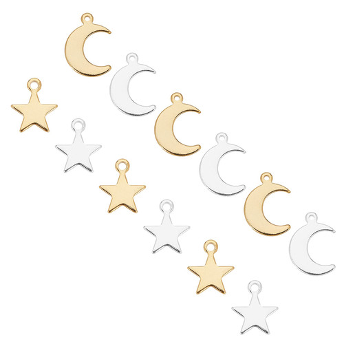 UNICRAFTALE About 80pcs Star & Moon Pendants 304 Stainless Steel Charms Golden Stainless Steel Color Pendants for DIY Necklaces Jewelry Making Accessory UNICRAFTALE About 80pcs Star & Moon Pendants 304 Stainless Steel Charms Golden Stainless Steel Color Pendants for DIY Necklaces Jewelry Making Accessory