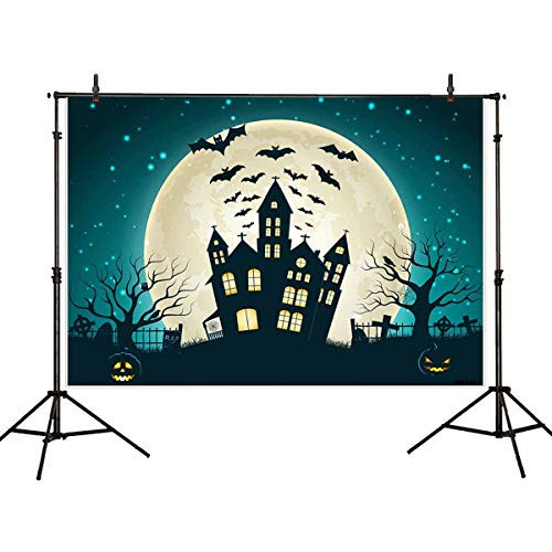 Allenjoy 7X5ft Halloween Photography Backdrop Party Photo Booth Backdrop Castle Pumpkin Rip Night Background Children,Adult