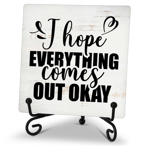 I Hope Everything Comes out Okay Rustic Farmhouse Bathroom Wood Sign Home Decor Bathroom Plaque for Tabletop Decoration - A35