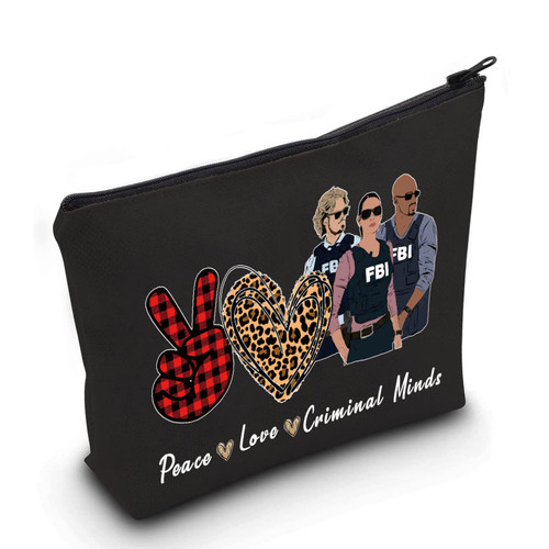 LEVLO Criminal TV Show Cosmetic Make up Bag Criminal Fans Inspired Gift Peace Love Criminal Makeup Zipper Pouch Bag (Peace Criminal Black) LEVLO Criminal TV Show Cosmetic Make up Bag Criminal Fans Inspired Gift Peace Love Criminal Makeup Zipper Pouch Bag (Peace Criminal Black)