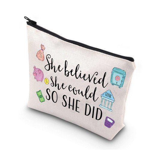 TSOTMO Accountant Inspirational Gift She Believed She Could So She Did CPA Zipper Pouch Makeup Bag CPA Graduation Gift (She believed accountant)