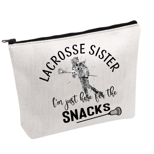 FOTAP Lacrosse Lover Gift Girl Lacrosse Makeup Bag Lacrosse Sister Cosmetics Bag Lacrosse Sister Snacks Zipper Pouch Game Day Gift (Lacrosse SISTER)