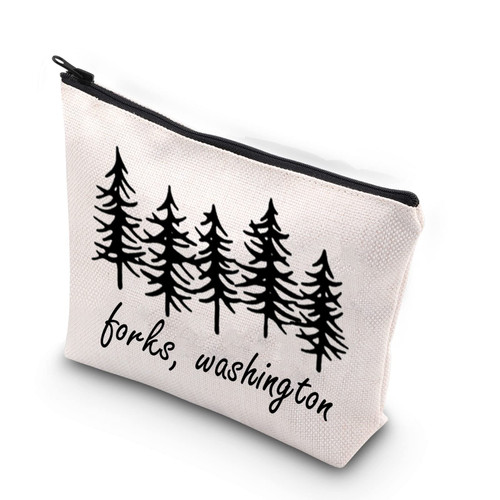XYANFA Forks Washington Makeup Bag Vampire Movie Fan Gift Vampire Stalker City Of Forks Cosmetic Bag twillight zipper pouch (Forks Washington)