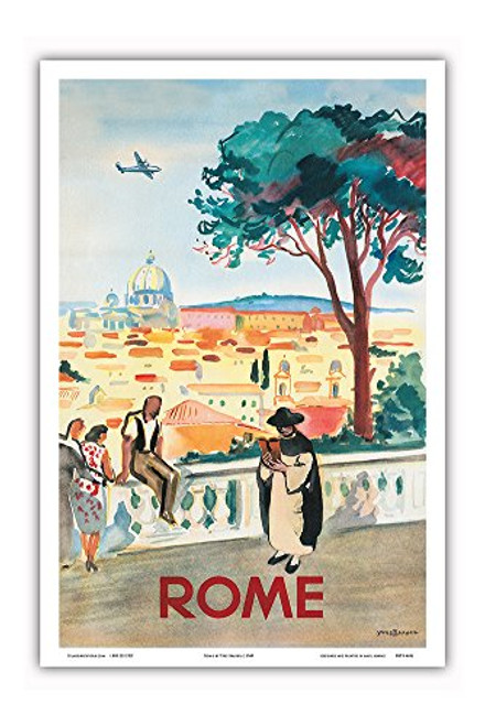 Rome, Italy - St. Peters Basilica - Vintage Airline Travel Poster by Yves Brayer c.1949 - Master Art Print - 12in x 18in Rome, Italy - St. Peters Basilica - Vintage Airline Travel Poster by Yves Brayer c.1949 - Master Art Print - 12in x 18in