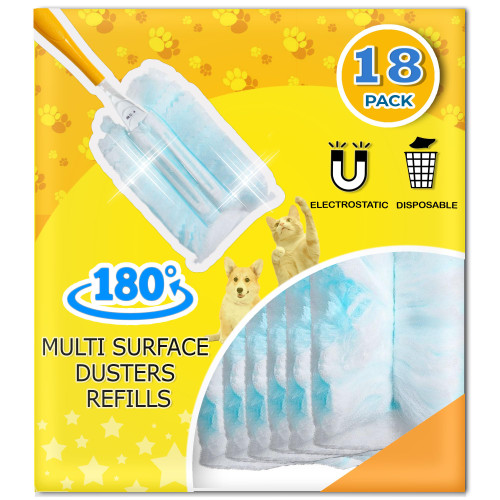 Frescares Duster Refills(18 Packs,Blue), Static Dust Removal Brush Disposable Replacement Head Compatible with Swiffer Duster Refills for Dusting Electronics, Dusting Furniture, Blinds, Ceiling Fans