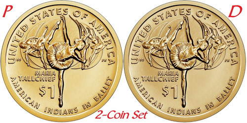 2023 P,D 2-coin-set 2023 P D Native American Maria Tallchief Sacagawea Dollar $1 $1 US Mint Very Good