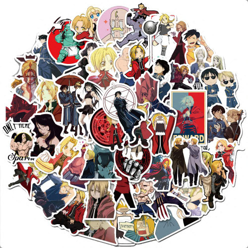 Anime Fullmetal Alchemist 50PCS Stickers,Cartoon Kawaii Stickers for Water Bottle Cup Laptop Guitar Car Motorcycle Bike Skateboard Luggage Box Graffiti Patches (Alchemist)