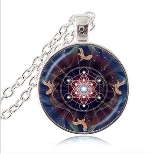 Cube Pendant Necklace, Sacred Geometry Flower of Life Jewelry,Chakra Spiritual Necklace
