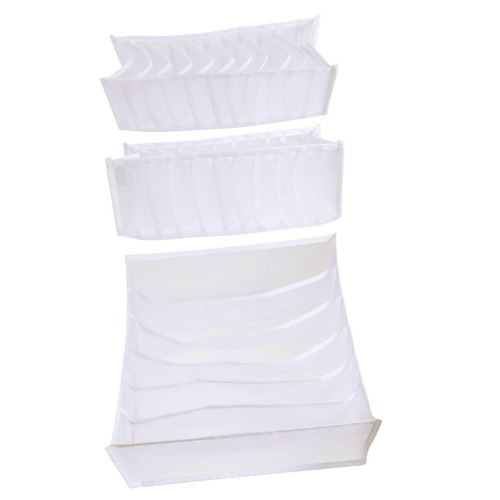 Zerodeko 3pcs Wardrobe Storage Box Kitchen Drawer Organizers Cloth Wardrobe Drawer Organizer Underwear Organizers Closet Drawer Organizer Bar Socks Storage Bin Drawers Fabric Make up White