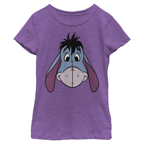 Disney Winnie The Pooh Eyore Big Face Girl's Heather Crew Tee, Purple Berry, Medium Disney Winnie The Pooh Eyore Big Face Girl's Heather Crew Tee, Purple Berry, Medium
