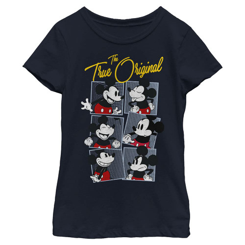 Disney Characters Boxed Mickey Girl's Solid Crew Tee, Navy Blue, Small Disney Characters Boxed Mickey Girl's Solid Crew Tee, Navy Blue, Small