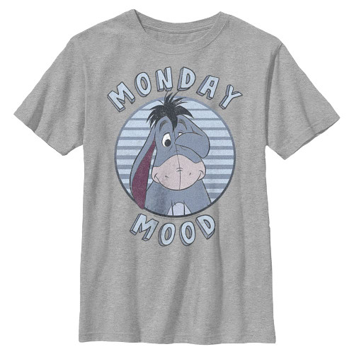 Disney Winnie The Pooh Monday Mood Boy's Crew Tee, Athletic Heather, Large Disney Winnie The Pooh Monday Mood Boy's Crew Tee, Athletic Heather, Large