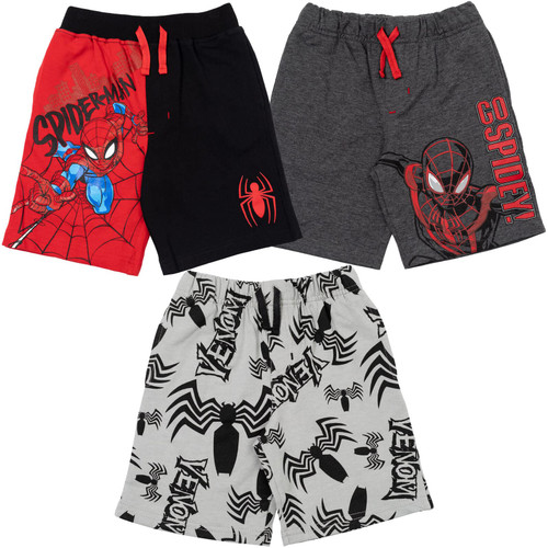 Marvel Spider-Man Venom Little Boys French Terry 3 Pack Shorts Black/Gray 4